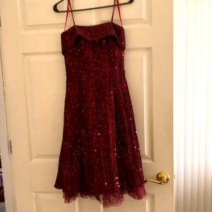 Cocktail dress, burgundy, with sequin